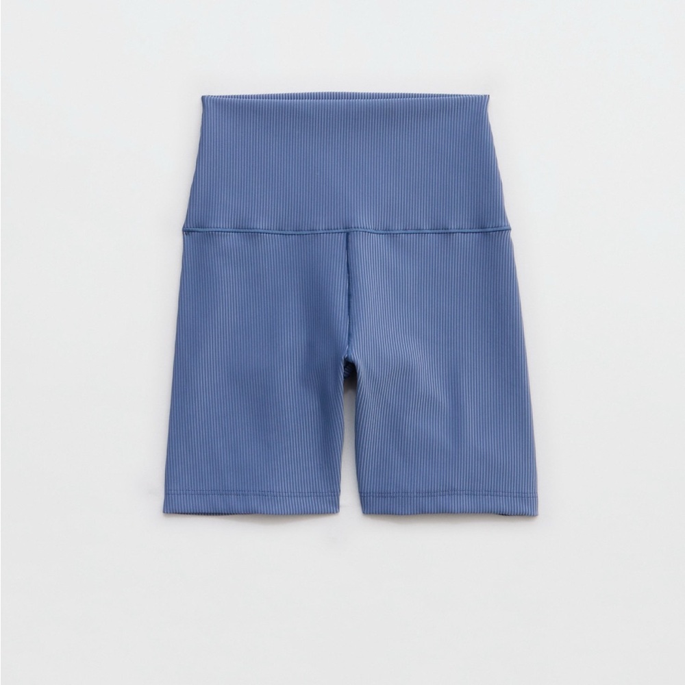 aerie Ribbed High-Waist Bike Shorts - Periwinkle